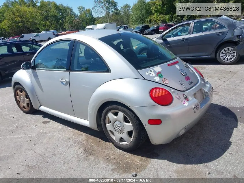 2001 Volkswagen New Beetle Gls VIN: 3VWCK21C81M436828 Lot: 40283010