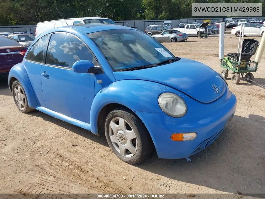 2001 Volkswagen New Beetle Gls 1.8L Turbo VIN: 3VWCD21C31M429988 Lot: 40394700