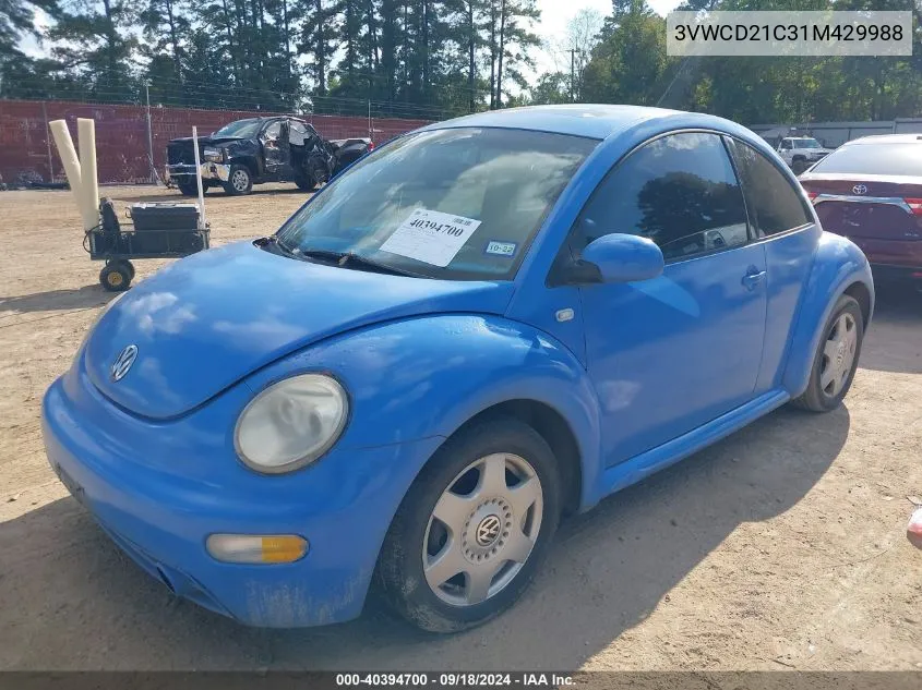 2001 Volkswagen New Beetle Gls 1.8L Turbo VIN: 3VWCD21C31M429988 Lot: 40394700