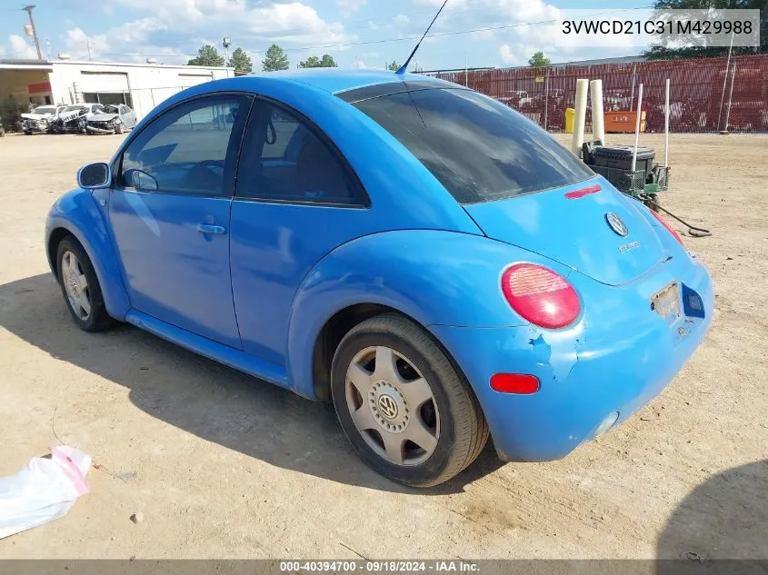 2001 Volkswagen New Beetle Gls 1.8L Turbo VIN: 3VWCD21C31M429988 Lot: 40394700