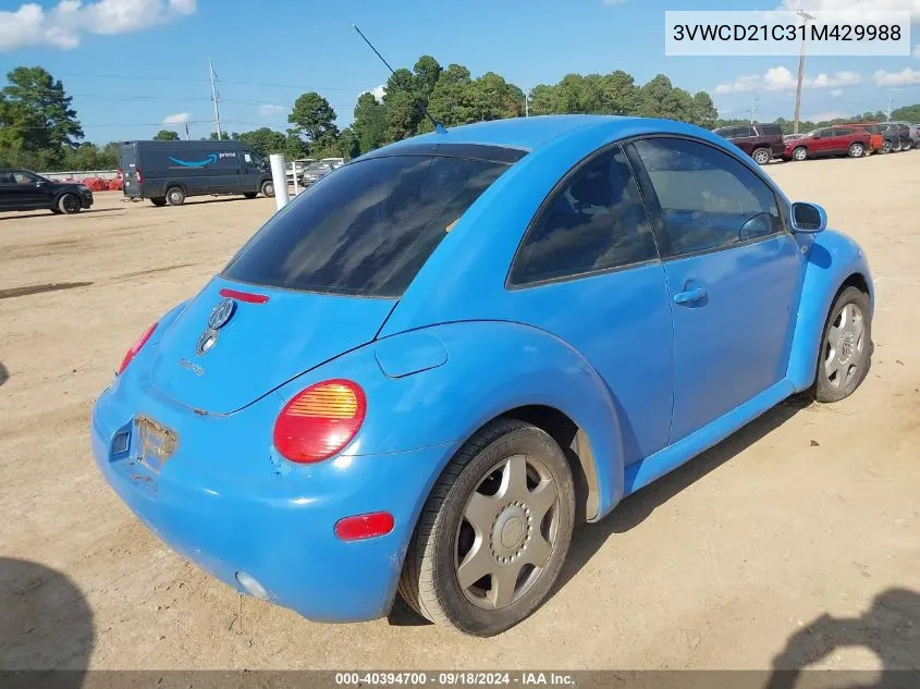 2001 Volkswagen New Beetle Gls 1.8L Turbo VIN: 3VWCD21C31M429988 Lot: 40394700