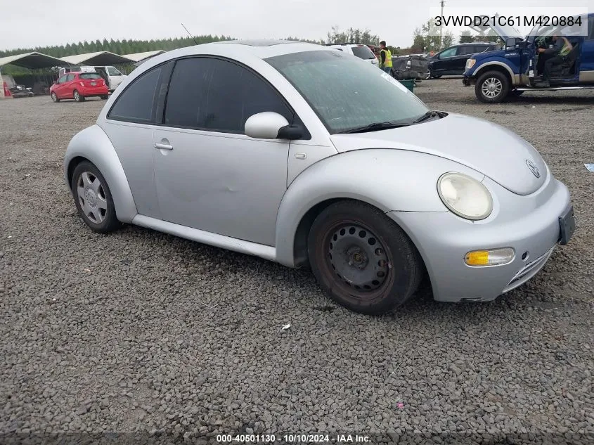 2001 Volkswagen New Beetle Glx VIN: 3VWDD21C61M420884 Lot: 40501130