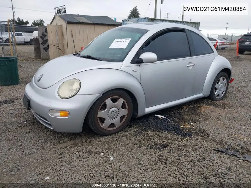 2001 Volkswagen New Beetle Glx VIN: 3VWDD21C61M420884 Lot: 40501130