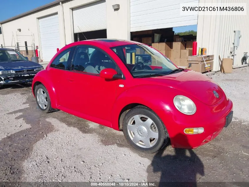 2001 Volkswagen New Beetle Gls 1.8L Turbo VIN: 3VWCD21C61M436806 Lot: 40558048