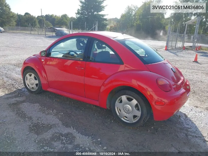 2001 Volkswagen New Beetle Gls 1.8L Turbo VIN: 3VWCD21C61M436806 Lot: 40558048