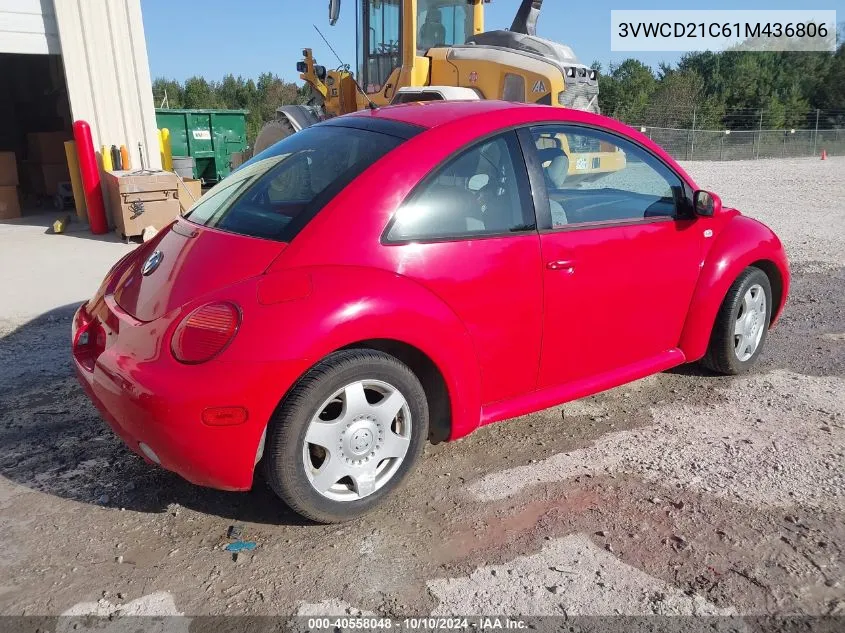 2001 Volkswagen New Beetle Gls 1.8L Turbo VIN: 3VWCD21C61M436806 Lot: 40558048