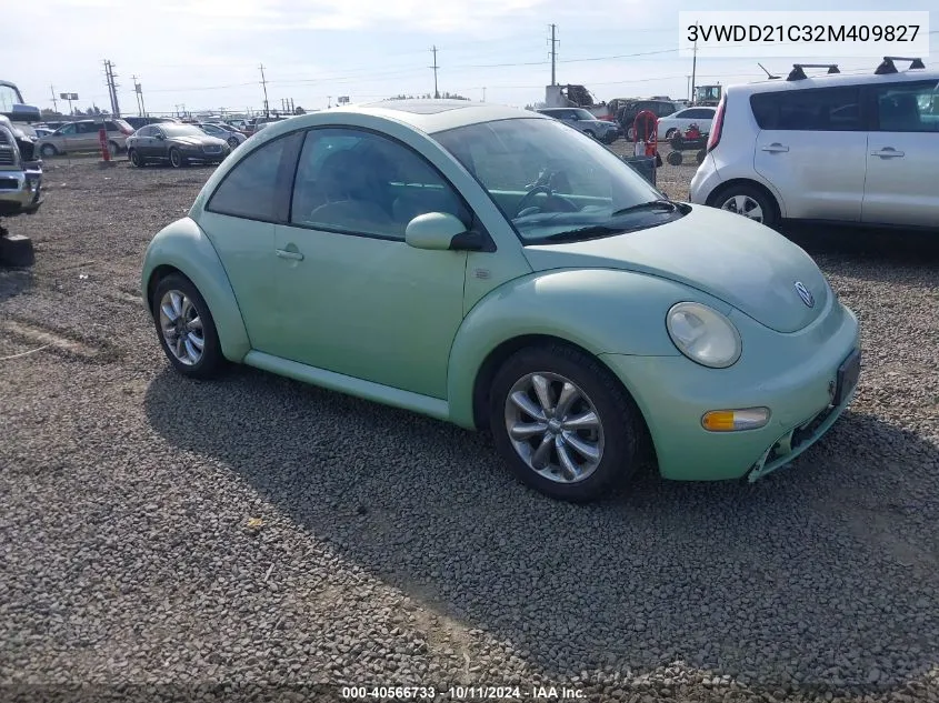 2002 Volkswagen New Beetle Glx VIN: 3VWDD21C32M409827 Lot: 40566733