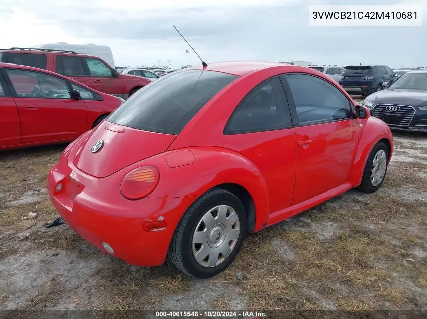 2002 Volkswagen New Beetle Gls VIN: 3VWCB21C42M410681 Lot: 40615546