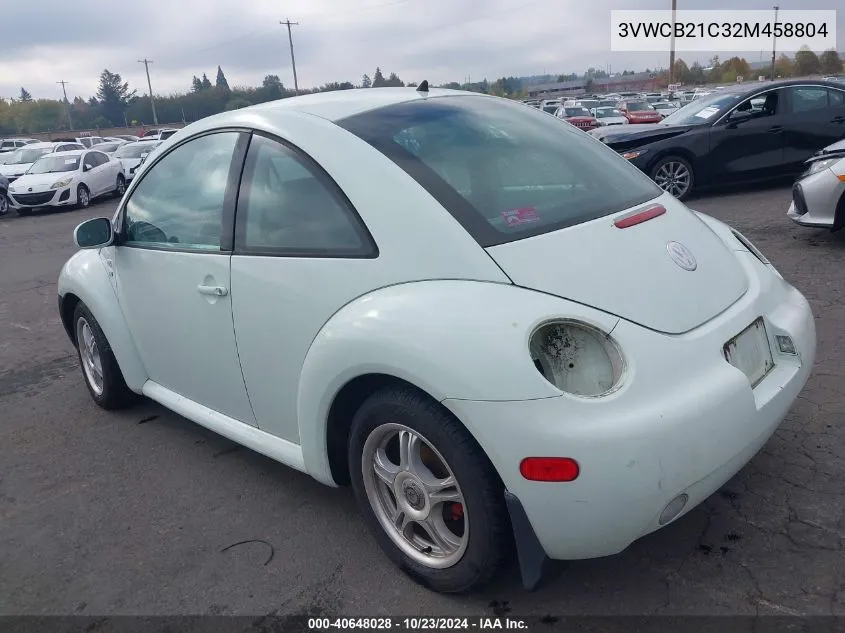 2002 Volkswagen New Beetle Gls VIN: 3VWCB21C32M458804 Lot: 40648028