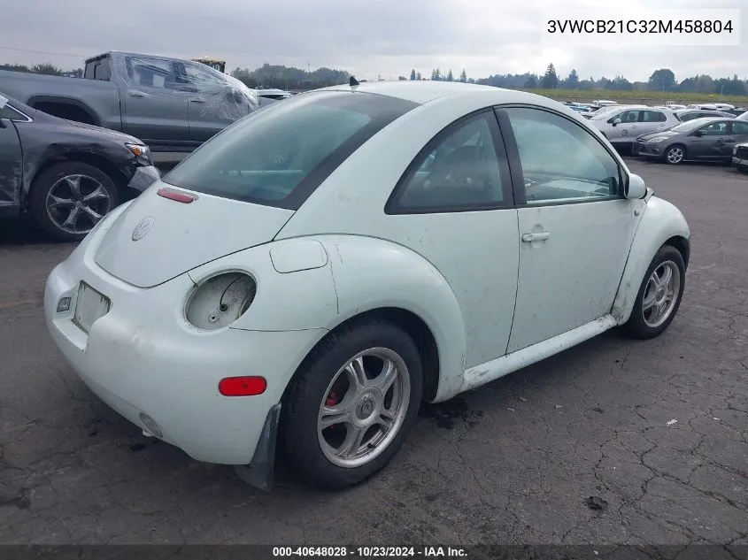 2002 Volkswagen New Beetle Gls VIN: 3VWCB21C32M458804 Lot: 40648028