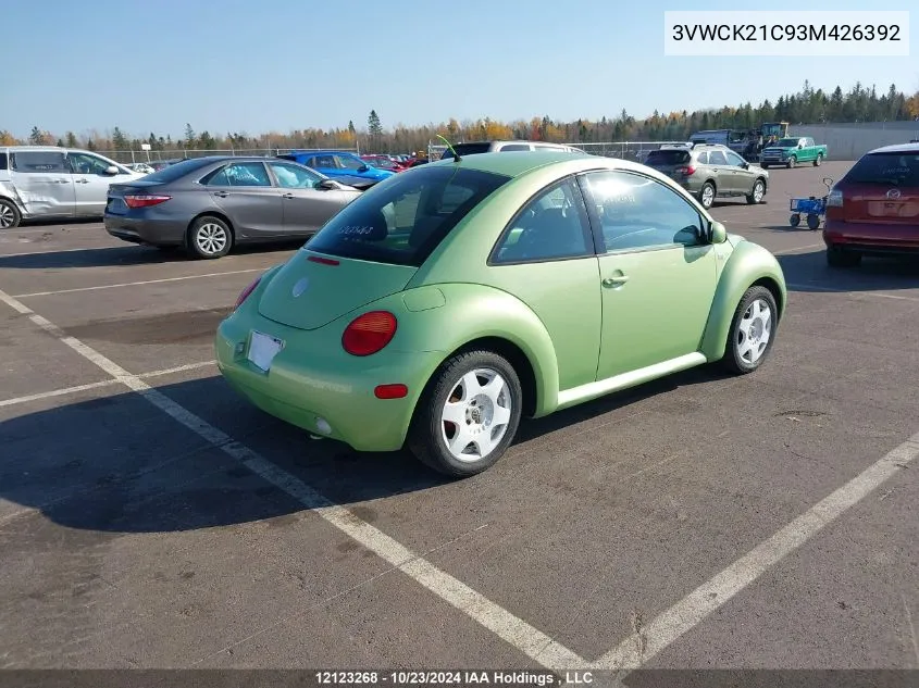 2003 Volkswagen New Beetle VIN: 3VWCK21C93M426392 Lot: 12123268