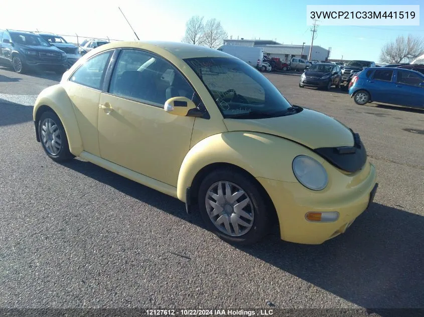 2003 Volkswagen New Beetle VIN: 3VWCP21C33M441519 Lot: 12127612