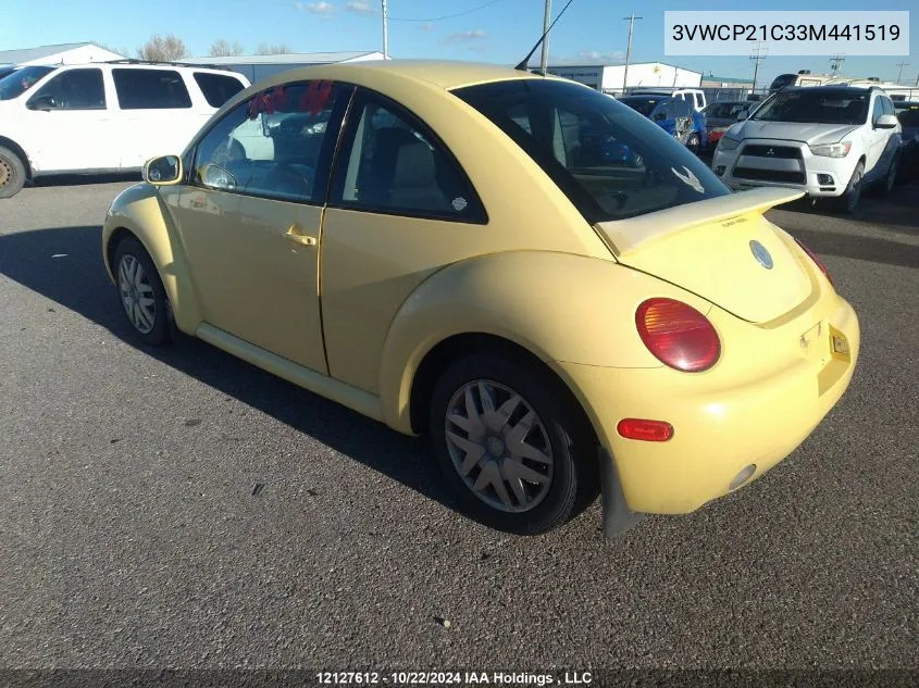 2003 Volkswagen New Beetle VIN: 3VWCP21C33M441519 Lot: 12127612