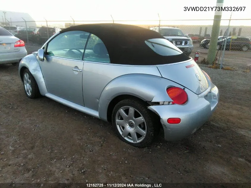 2003 Volkswagen New Beetle VIN: 3VWDD21Y73M332697 Lot: 12152725