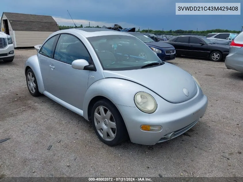 3VWDD21C43M429408 2003 Volkswagen New Beetle Glx