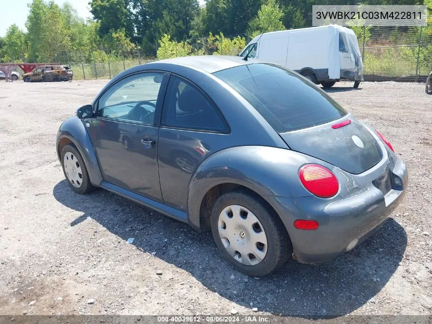 2003 Volkswagen New Beetle Gl VIN: 3VWBK21C03M422811 Lot: 40039612