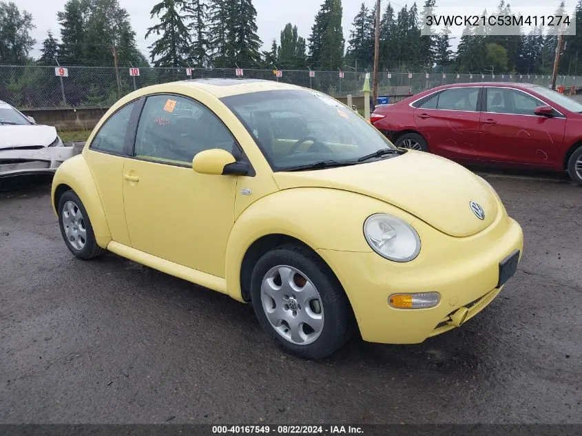 2003 Volkswagen New Beetle Gls 2.0L VIN: 3VWCK21C53M411274 Lot: 40167549