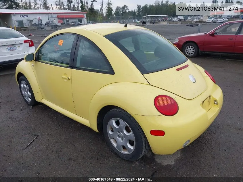 2003 Volkswagen New Beetle Gls 2.0L VIN: 3VWCK21C53M411274 Lot: 40167549