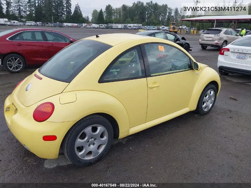 3VWCK21C53M411274 2003 Volkswagen New Beetle Gls 2.0L