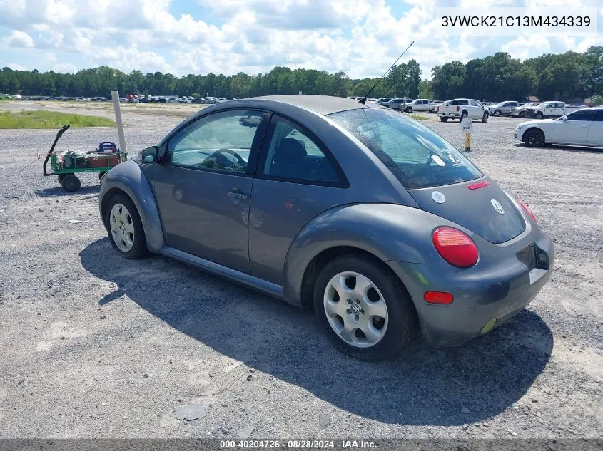 2003 Volkswagen New Beetle Gls 2.0L VIN: 3VWCK21C13M434339 Lot: 40204726