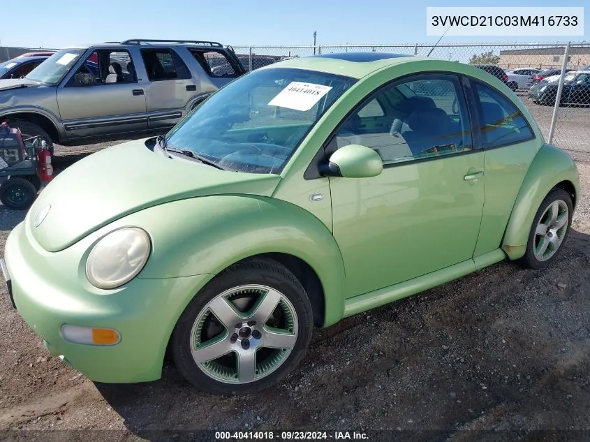 2003 Volkswagen New Beetle Gls 1.8T VIN: 3VWCD21C03M416733 Lot: 40414018