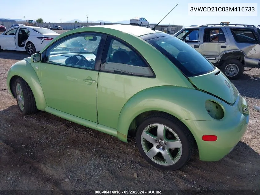 2003 Volkswagen New Beetle Gls 1.8T VIN: 3VWCD21C03M416733 Lot: 40414018