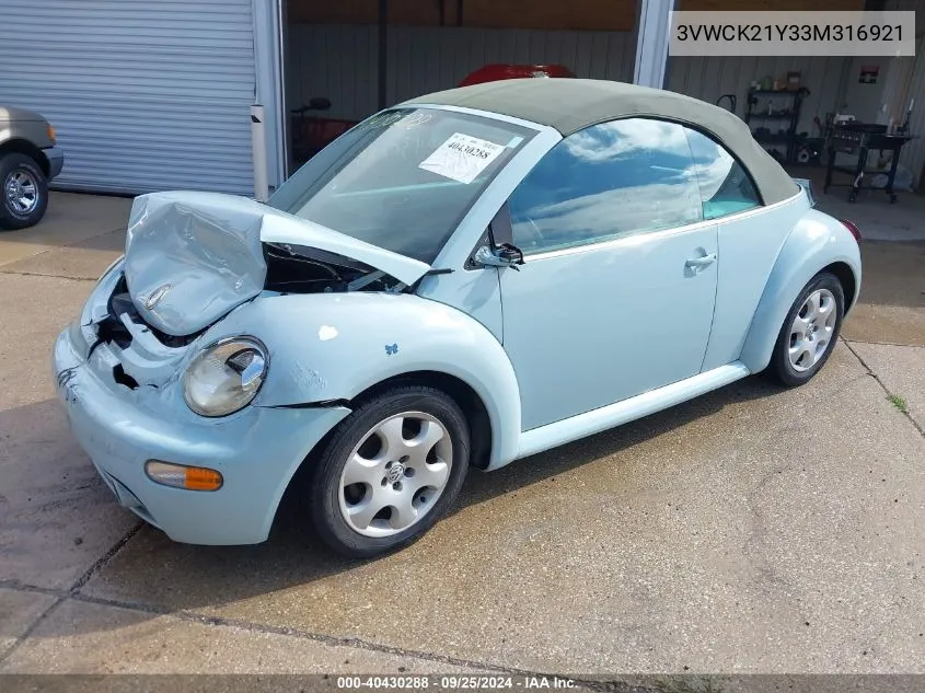 2003 Volkswagen New Beetle Gls VIN: 3VWCK21Y33M316921 Lot: 40430288