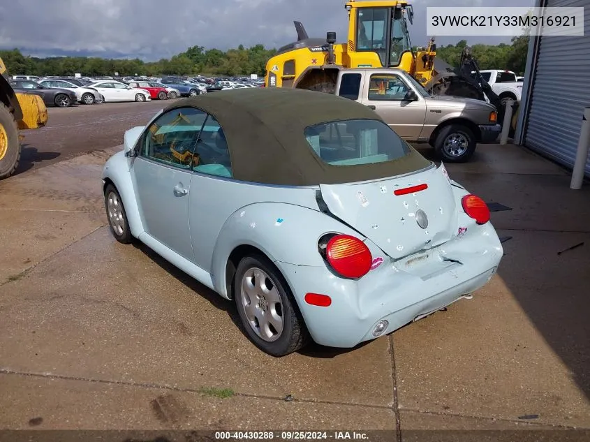 3VWCK21Y33M316921 2003 Volkswagen New Beetle Gls