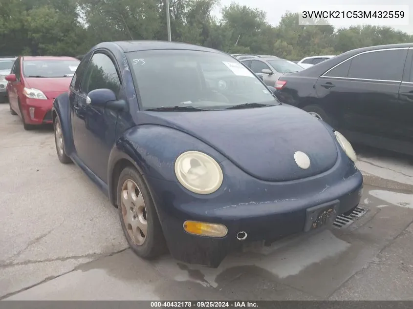 2003 Volkswagen New Beetle Gls 2.0L VIN: 3VWCK21C53M432559 Lot: 40432178