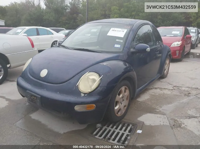 2003 Volkswagen New Beetle Gls 2.0L VIN: 3VWCK21C53M432559 Lot: 40432178