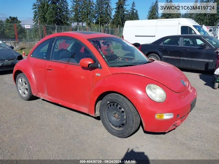 3VWCK21C63M419724 2003 Volkswagen New Beetle Gls 2.0L