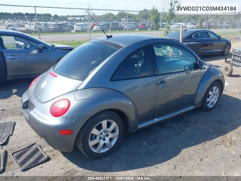 2003 Volkswagen New Beetle Glx VIN: 3VWDD21C03M434184 Lot: 40521371