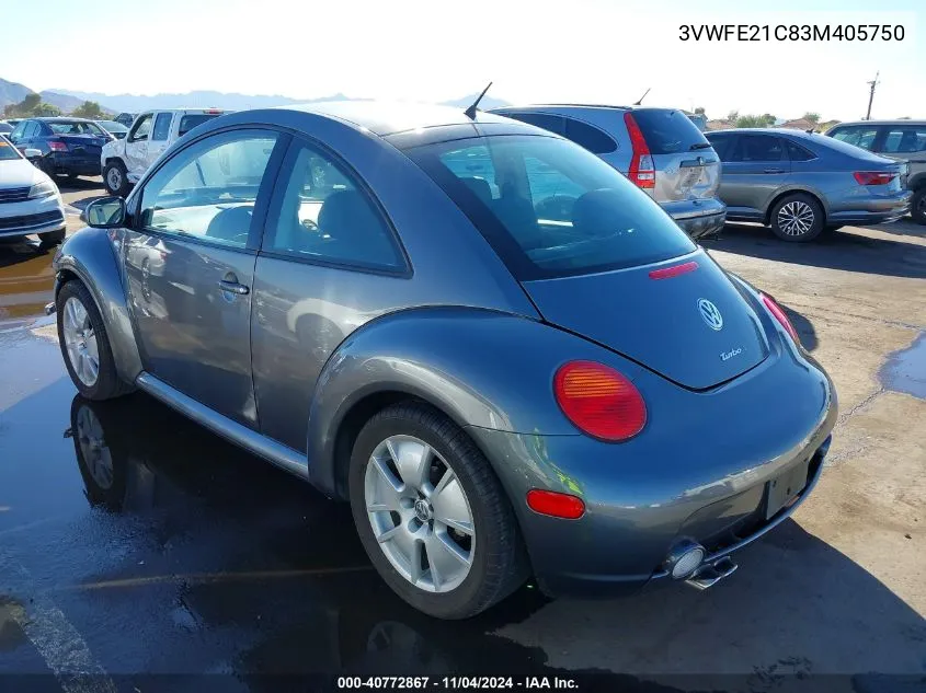 2003 Volkswagen New Beetle Turbo S VIN: 3VWFE21C83M405750 Lot: 40772867