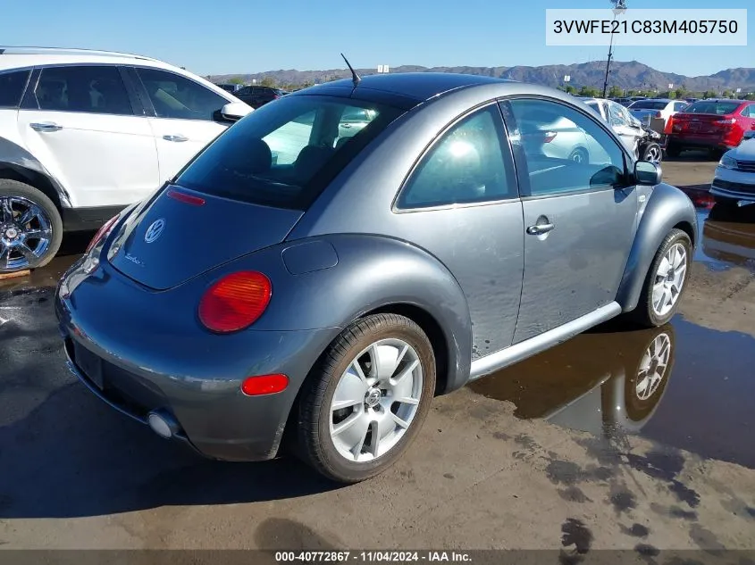 2003 Volkswagen New Beetle Turbo S VIN: 3VWFE21C83M405750 Lot: 40772867