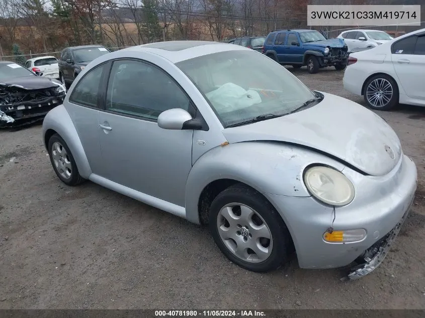 2003 Volkswagen New Beetle Gls 2.0L VIN: 3VWCK21C33M419714 Lot: 40781980