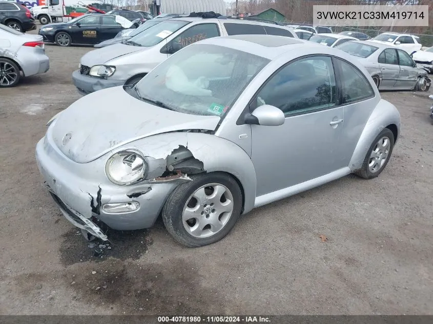 2003 Volkswagen New Beetle Gls 2.0L VIN: 3VWCK21C33M419714 Lot: 40781980