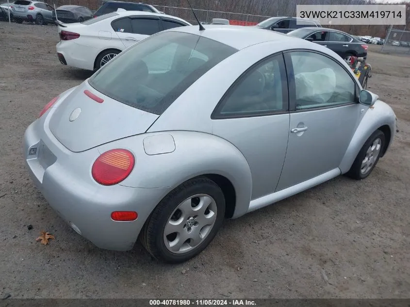 2003 Volkswagen New Beetle Gls 2.0L VIN: 3VWCK21C33M419714 Lot: 40781980