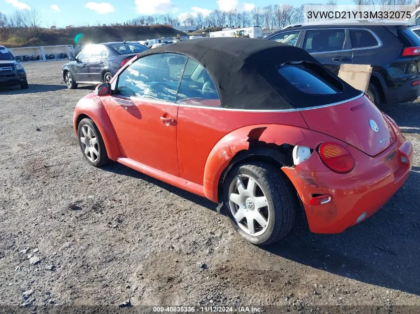 2003 Volkswagen New Beetle Gls 1.8T VIN: 3VWCD21Y13M332075 Lot: 40835336