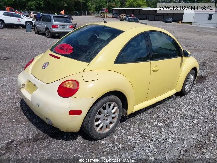 2004 Volkswagen New Beetle Gls 2.0L VIN: 3VWCK31C94M416842 Lot: 39574861