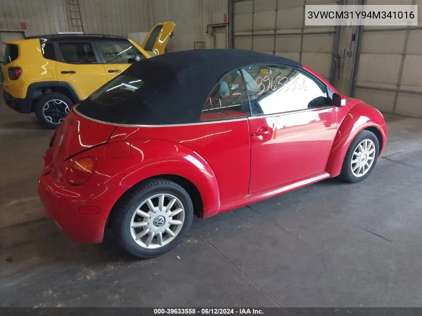 2004 Volkswagen New Beetle Gls VIN: 3VWCM31Y94M341016 Lot: 39633558