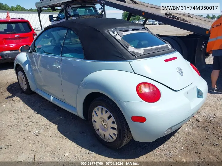 2004 Volkswagen New Beetle Gl VIN: 3VWBM31Y74M350017 Lot: 39774700