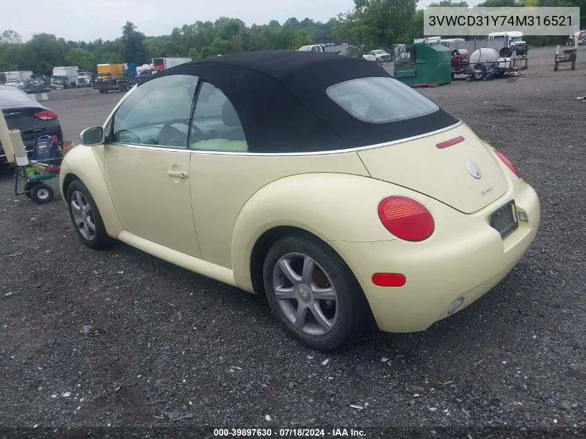 2004 Volkswagen New Beetle Gls 1.8T VIN: 3VWCD31Y74M316521 Lot: 39897630