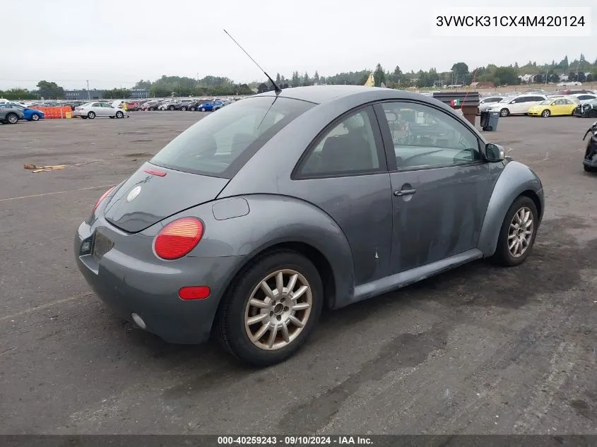 2004 Volkswagen New Beetle Gls VIN: 3VWCK31CX4M420124 Lot: 40259243