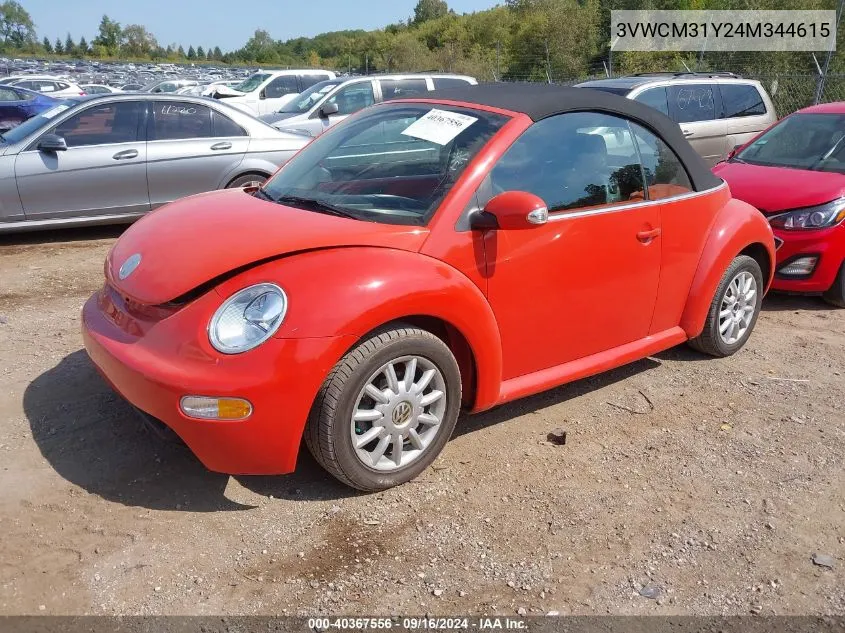 2004 Volkswagen New Beetle Gls VIN: 3VWCM31Y24M344615 Lot: 40367556