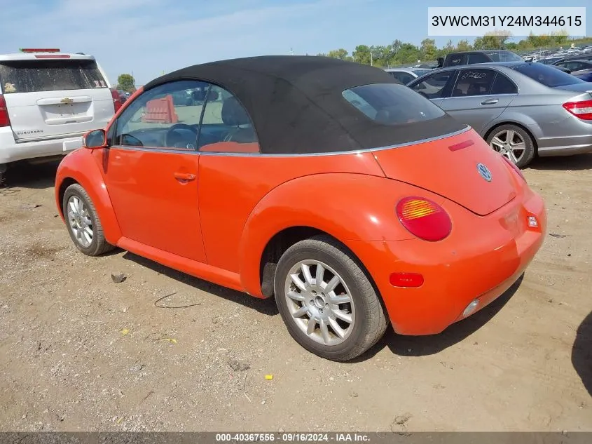 2004 Volkswagen New Beetle Gls VIN: 3VWCM31Y24M344615 Lot: 40367556