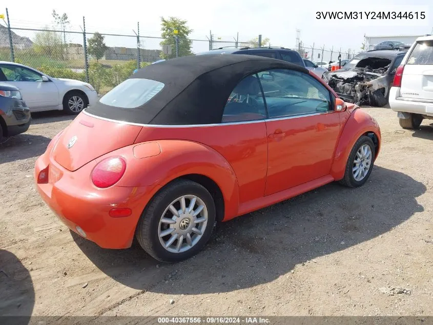 2004 Volkswagen New Beetle Gls VIN: 3VWCM31Y24M344615 Lot: 40367556