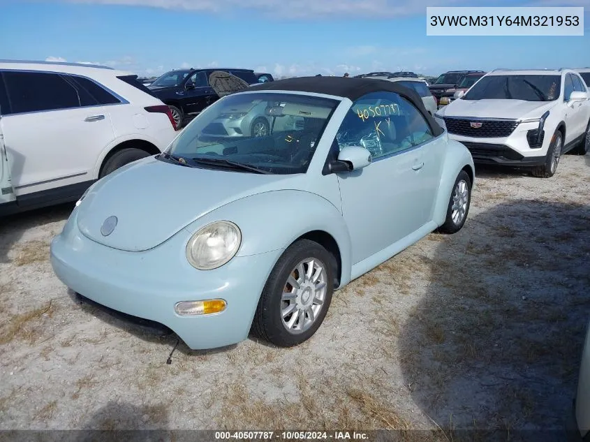 2004 Volkswagen New Beetle Gls VIN: 3VWCM31Y64M321953 Lot: 40507787