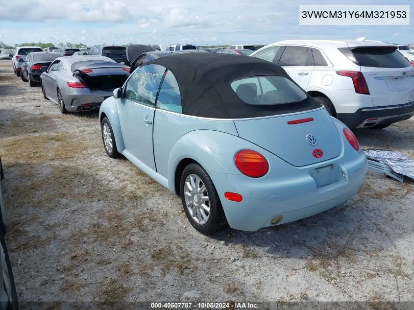 2004 Volkswagen New Beetle Gls VIN: 3VWCM31Y64M321953 Lot: 40507787