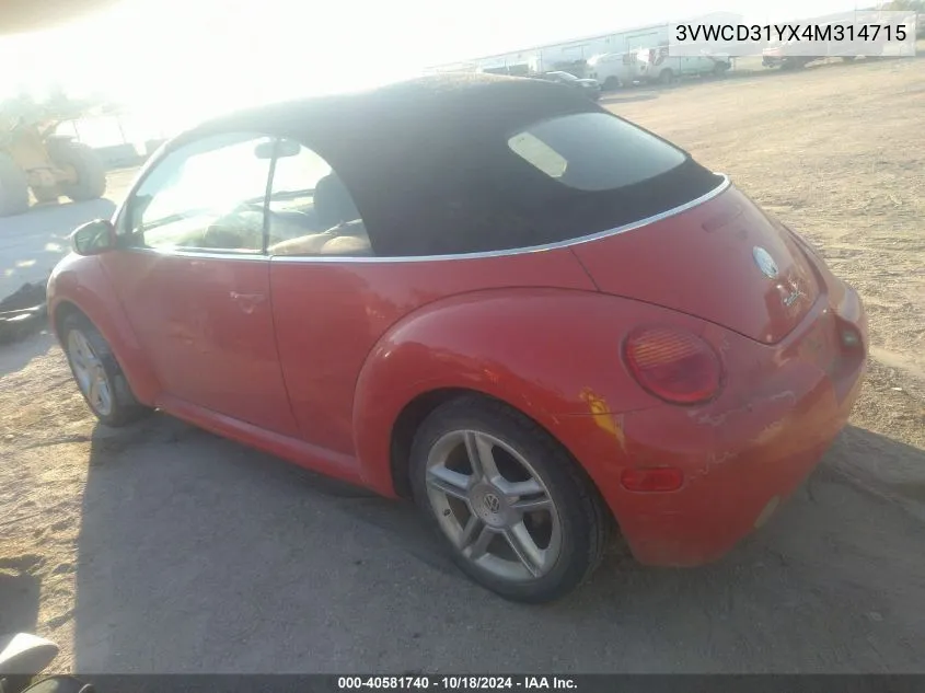 2004 Volkswagen New Beetle Gls 1.8T VIN: 3VWCD31YX4M314715 Lot: 40581740