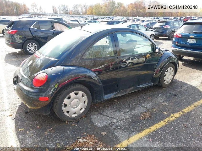 2004 Volkswagen New Beetle Gl VIN: 3VWBK31C54M420348 Lot: 40606081